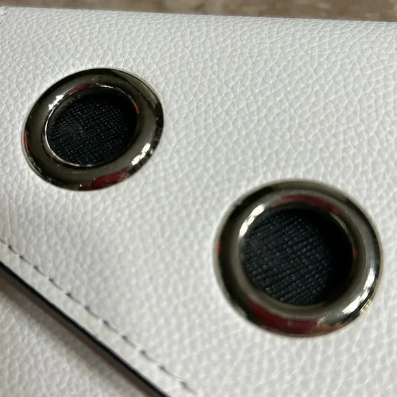 white slim purse wristlet ,grommets,envelope pouch wristlet , clutch, - Picture 5 of 17